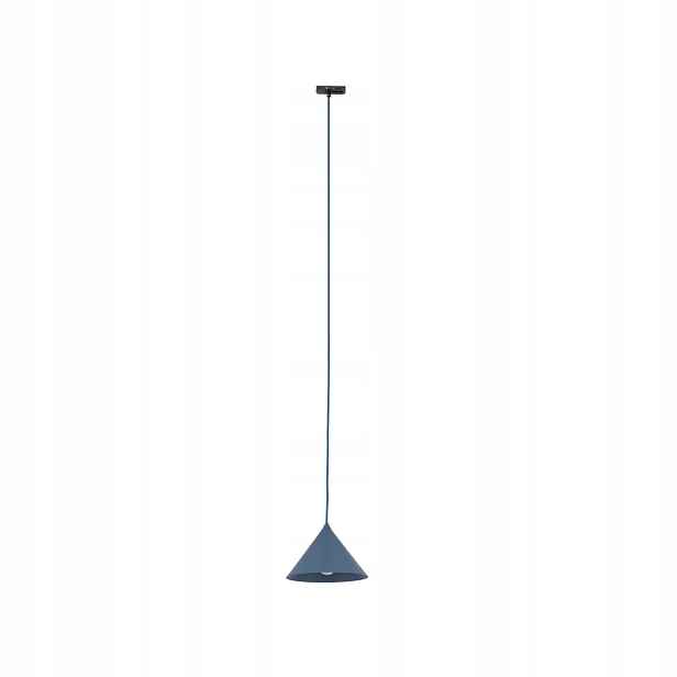 Závěsná kolejnicová lampa modrá průmyslová kovová E27 Převis Cono Tk Lighting