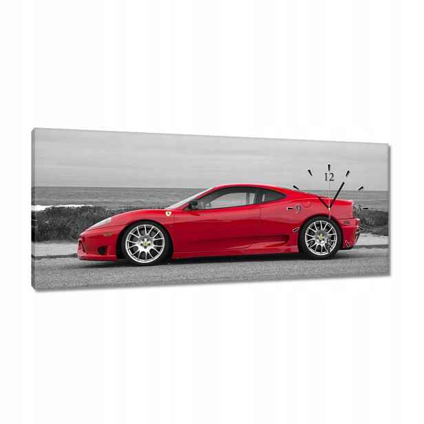 Hodiny 100x40 Červené Ferrari na pláži