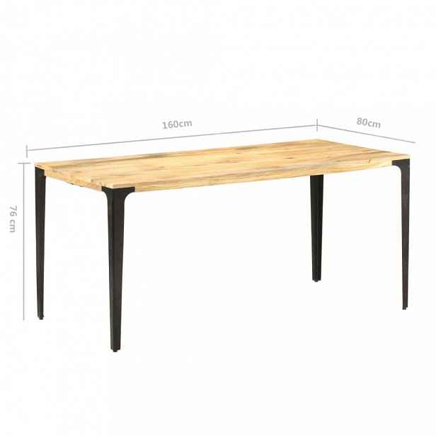 Jídelní stůl masivní dřevo / ocel 160x80x76 cm, mango