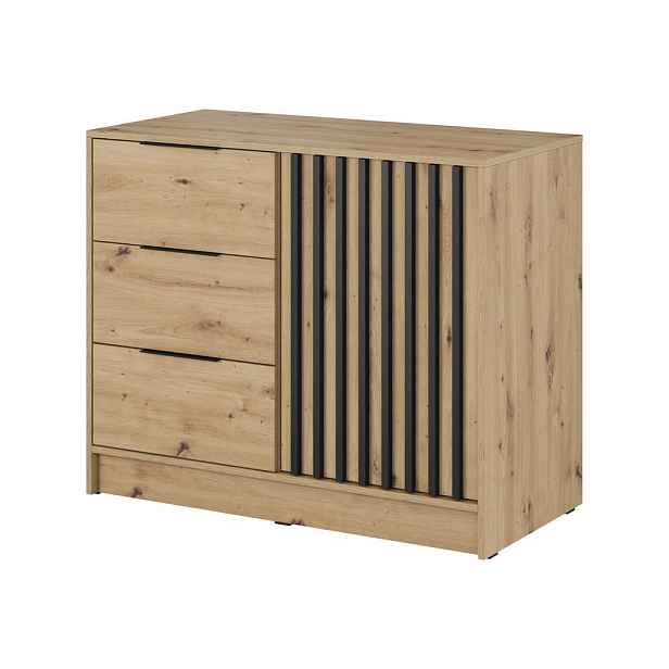 MASSENO KOMODA NELIANA, 105/86/45 cm se 3 zásuvkami, počet dvířek: 1, dub Artisan