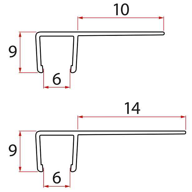 Polysan Set svislých těsnění pro sklo 6/6mm, 1900mm (2ks)