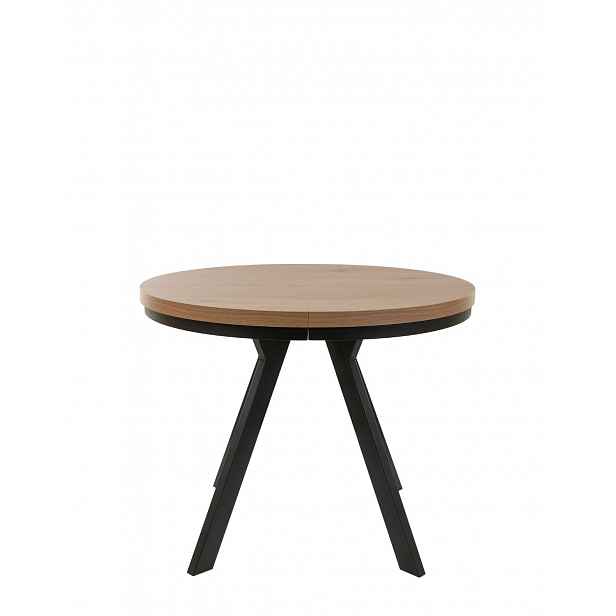 Rozkládací jídelní stůl Torino 90-190x90 cm, divoký dub s černýma nohama