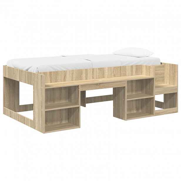vidaXL Dětská postel s úložným prostorem Dub sonoma 90 x 190 cm