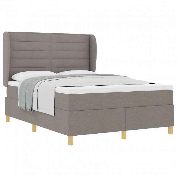 vidaXL Postel s boxspringem s čelo Taupe 200 x 140 cm textil