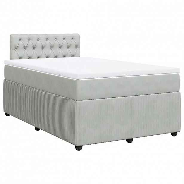 vidaXL Box spring postel s matrací světle šedá 120 x 200 cm samet
