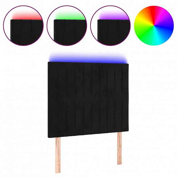 vidaXL Čelo postele s LED černé 80x5x118/128 cm samet