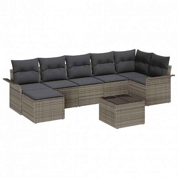 vidaXL Sada zahradních pohovek 8 ks Šedá polyratan