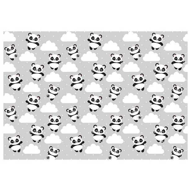 Fototapeta Pandy v oblacích šedo-bílá do dětského pokoje 250x175 lepidlo