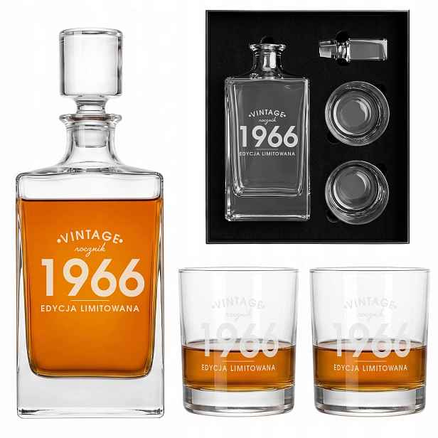 Karafa 850 ml 2 sklenice na whisky Sada gravírování Dárek Narozeniny Krabička