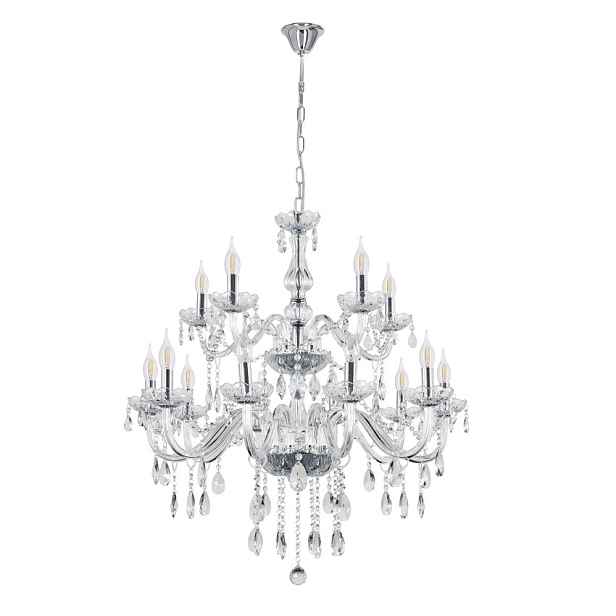 Závěsná lampa Cristallo chrom 15x40W E14 transparentní