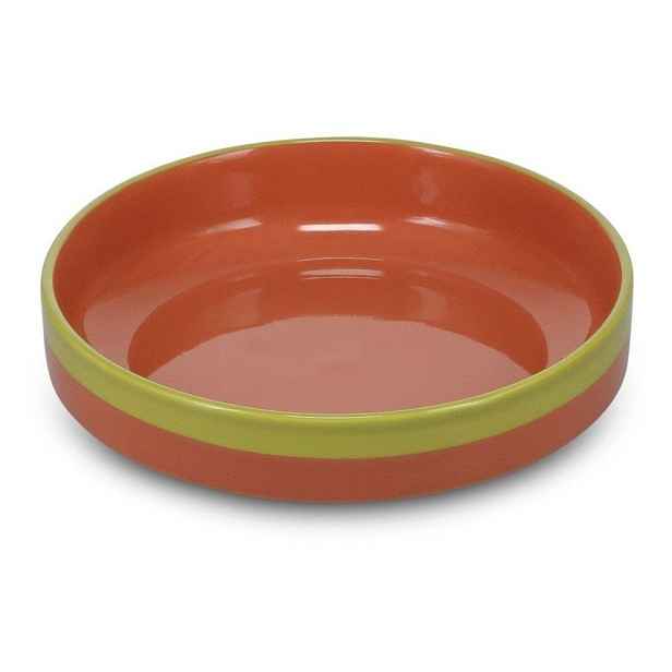Zelený/oranžový hluboký  talíř z kameniny ø 21 cm Duo – ONA