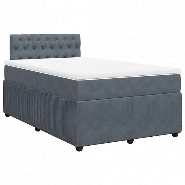 vidaXL Box spring postel s matrací tmavě šedá 120 x 200 cm samet