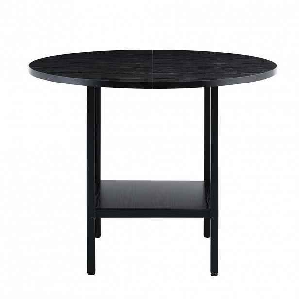 Modfu JÍDELNÍ stůl z MDF a kovu 100x100x77 cm černý s úložnou policí pro 4–6 osob