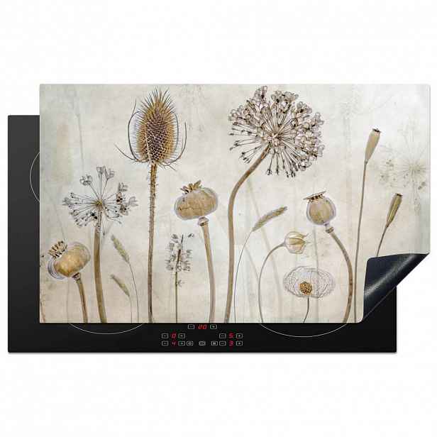 MuchoWow KRYT NA INDUKČNÍ DESKU Květiny - Akvarel - Zátiší - Hnědá - Vintage 83x51 cm