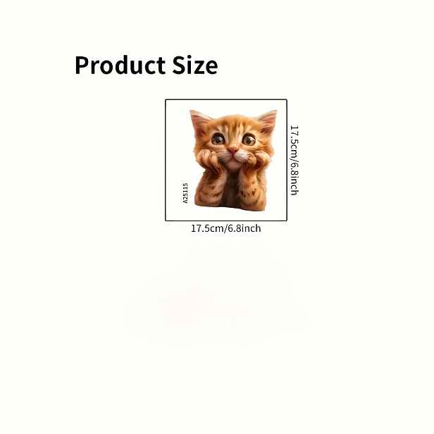 TEMU 1 list roztomilé tabby kočky statická fólie na okno - odnímatelná PVC nálepka na sklo s vzory zázvorového kotěte a tabby, 17,5x17,5 cm/68,5x68,5