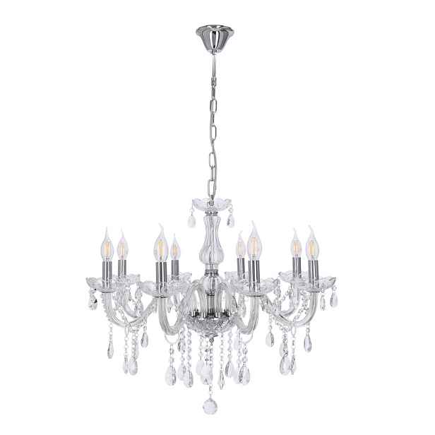 Závěsná lampa Cristallo chrom 8x40W E14 transparentní