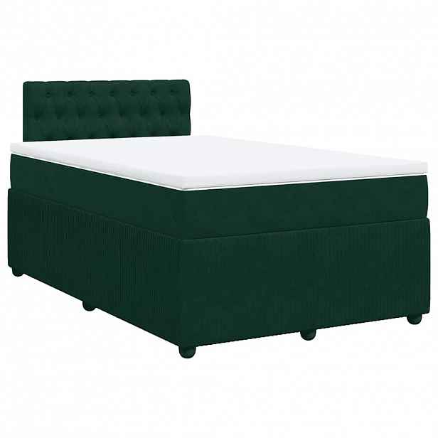 vidaXL Box spring postel s matrací tmavě zelená 120 x 200 cm samet