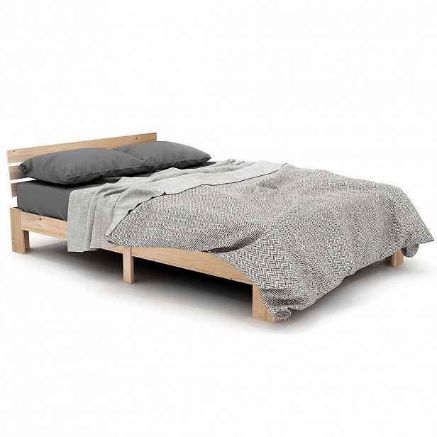 Modfu MANŽELSKÁ postel z masivního smrku 140x200 cm přírodní s lamelovým roštem a úložným prostorem pod lůžkem