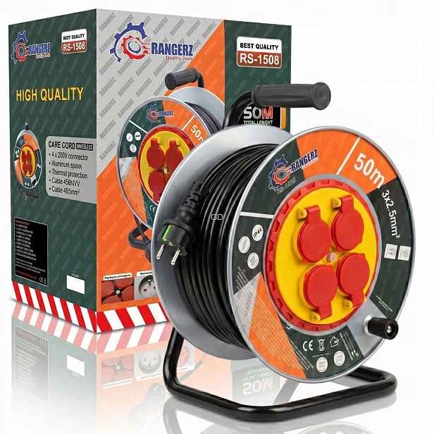 Prodlužovací Kabel bubnový 50 m 3x2,5 mm² Zahradní Kovový Buben Silný Profi