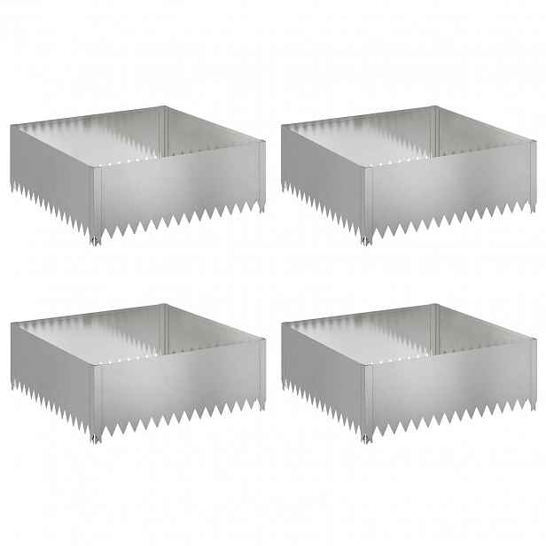 vidaXL Okraj trávníku 4 ks 100 x 100 x 35 cm Ocel Stříbrná