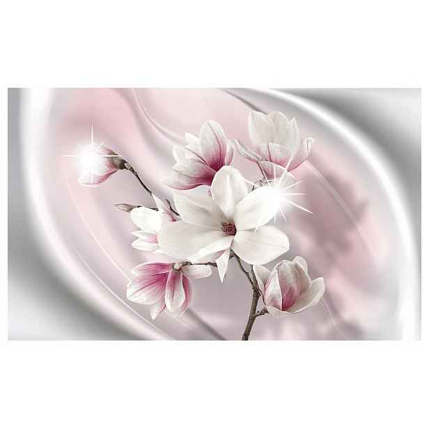 Vliesová fototapeta Magnolie s květinami na růžovo-stříbrném pozadí 250x175 lepidlo