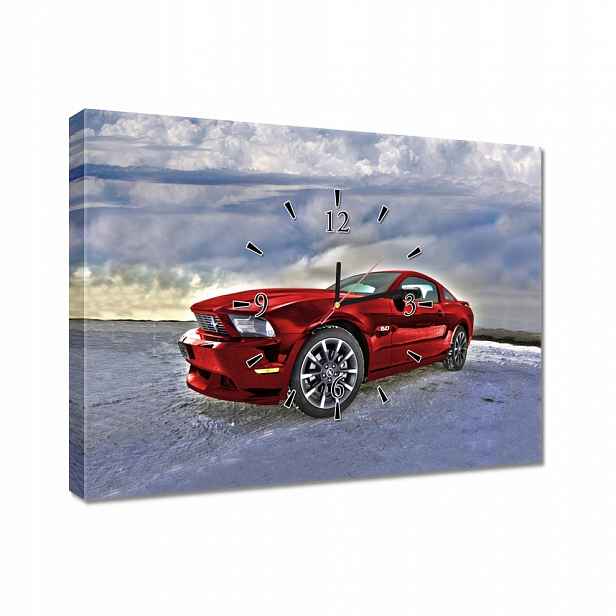 Nástěnné hodiny 60x40 Červený Ford Mustang