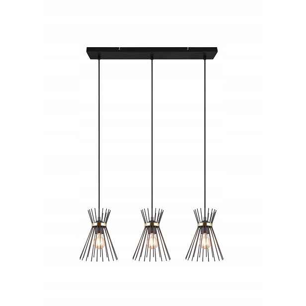 Závěsná lampa trojitá černá/zlatá Rod 3xE27 40W Designová Rl