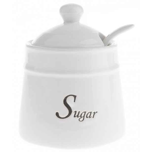 Cukřenka se lžičkou Sugar, bílá keramika