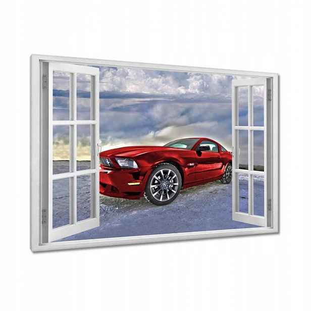 Obrazy 120x80 Červený Mustang Sníh