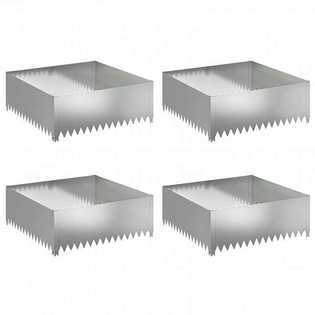 vidaXL Okraj trávníku 4 ks 100 x 100 x 35 cm Ocel Stříbrná