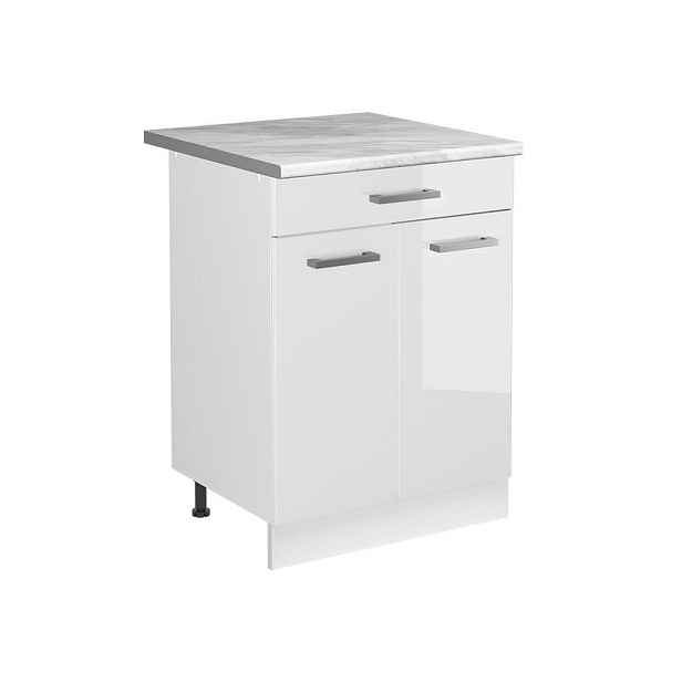 Vicco SKŘÍŇKA POD DŘEZ R-Line, Bílá vysoký lesk/Bílá, 60 cm pracovní deska Mramor