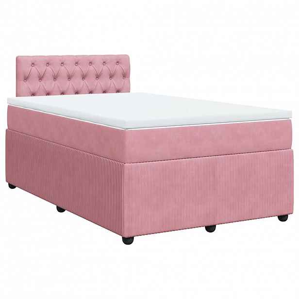 vidaXL Box spring postel s matrací růžová 120 x 200 cm samet