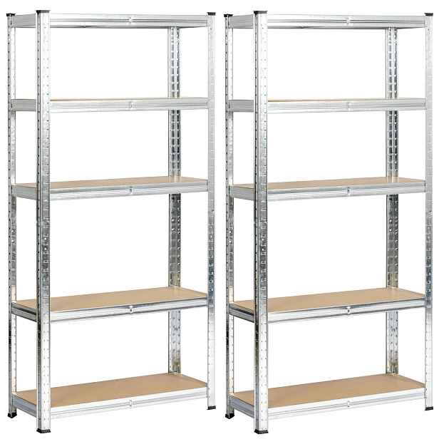 Ak furniture Sada 2 ks kovových regálů REGMET 70x30x154 cm stříbrná