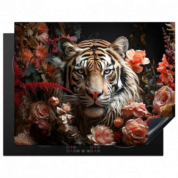 MuchoWow KRYT NA INDUKČNÍ DESKU Tygr - Zvíře - Příroda - Květiny - Botanické motivy 77x59 cm