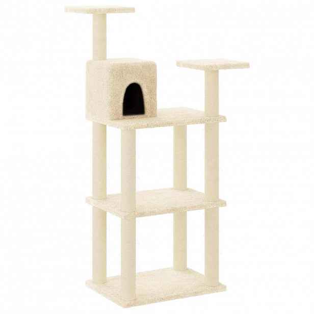 vidaXL Škrabadlo pro kočky se sisalovými sloupky krémové 118,5 cm