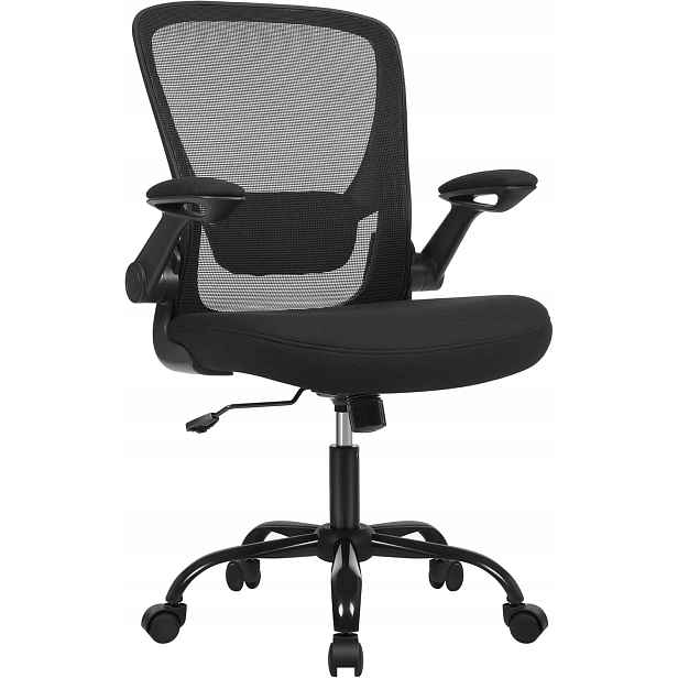 Ergonomické kancelářské křeslo se skládacími područkami a síťovaným čalouněním