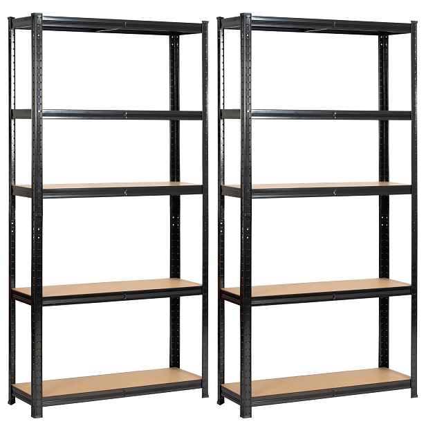 Ak furniture Sada 2 ks kovových regálů REGMET 90x30x180 cm černá