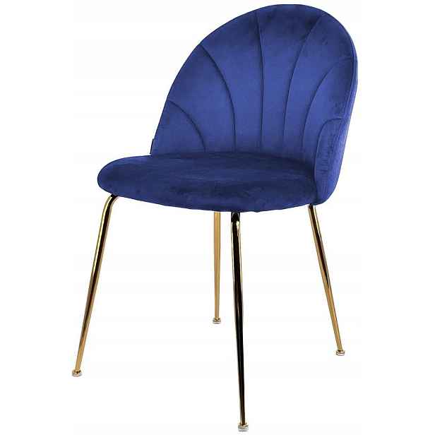 Čalouněná židle Camila Blue Velvet Gold Lugano
