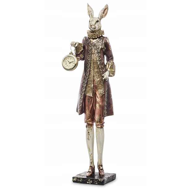 Králík s kapesními hodinami, dekorativní figurka Pierrot ve stylu vintage
