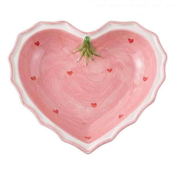 Růžová keramická miska ve tvaru srdce Sweet Hearts L - 20*20*4 cm Clayre & Eef