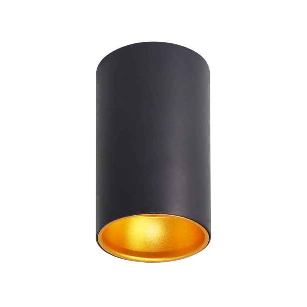 STROPNÍ SVÍTIDLO TUBA ČERNÉ 1X15W GU10 REFLEXNÍ ZLATÉ STŘEDNÍ 7 cm
