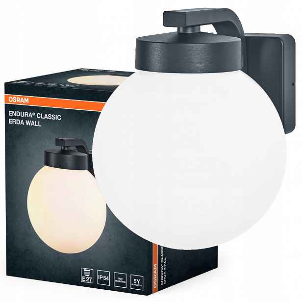 Venkovní nástěnné svítidlo fasádní E27 šedé IP54 Endura Osram