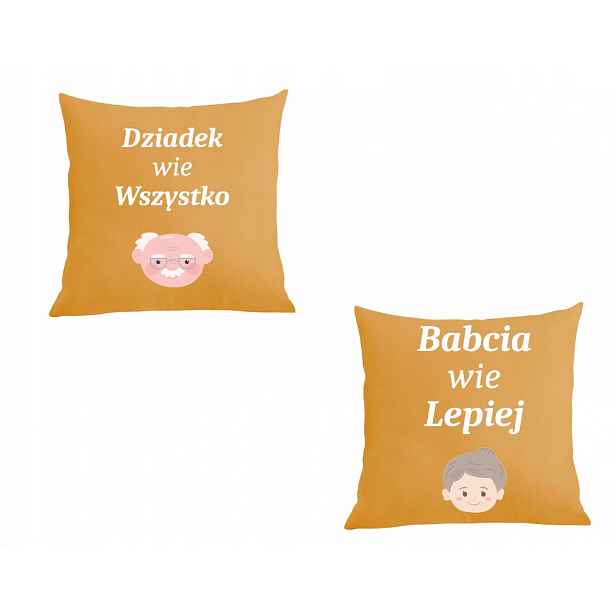 Dvě Polštáře povlak Dárek Dědeček ví všechno, babička ví lépe