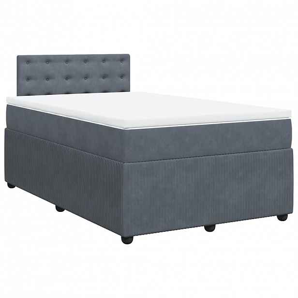 vidaXL Box spring postel s matrací tmavě šedá 120 x 200 cm samet