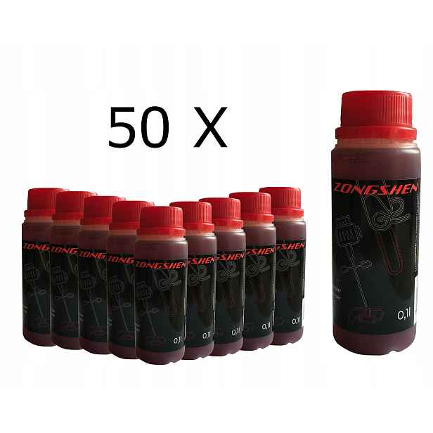 50 x 100 ml (5 l) červený olej z palivové směsi, dvoutaktní, 2 zdvihy pro pilu