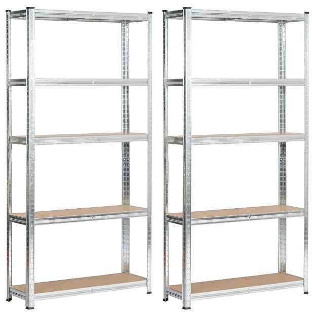 Ak furniture Sada 2 ks kovových regálů REGMET 90x30x180 cm stříbrná