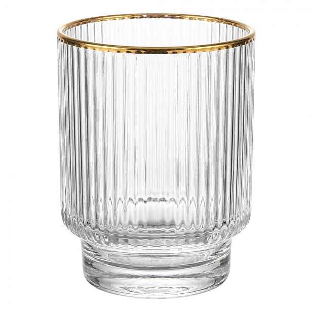 Elegantní sklenice na vodu se zlatým okrajem - Ø 8*10 cm / 320 ml Clayre & Eef