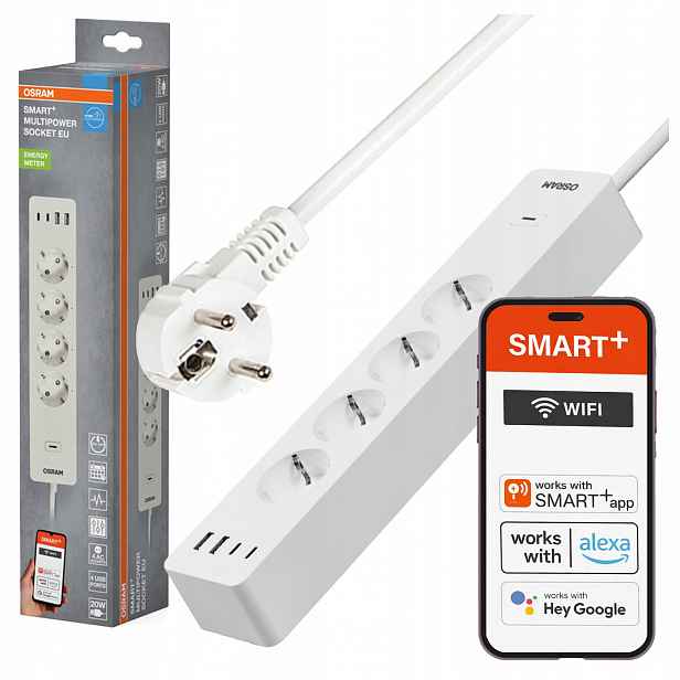 Prodlužovací kabel Zásuvková Lišta Vypínač On/Off Osram Smart+ WiFi Matter
