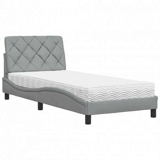 vidaXL Postel s matrací světle šedá 90 x 190 cm textil