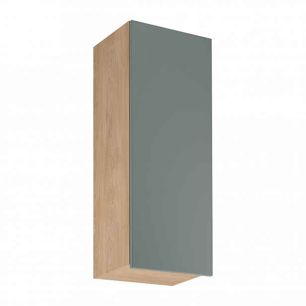 Vysoká horní kuchyňská skříňka SALERNO - šířka 40 cm, dub / zelená, pravé provedení